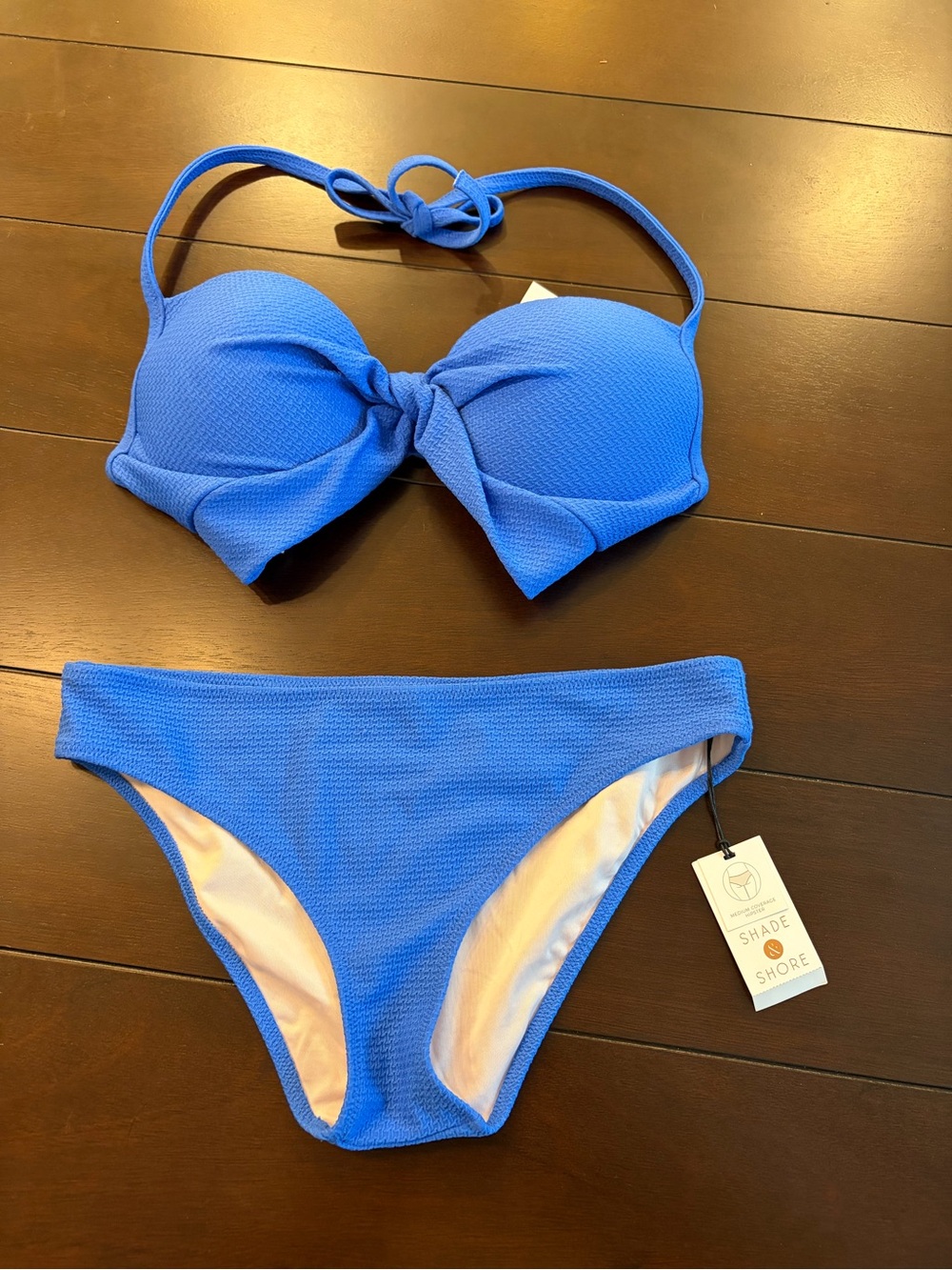 NWT Shade & Shore Blue Textured Bikini Set 36C / Small